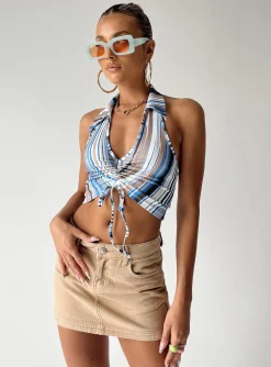 Princess Polly Enmore Top  Blue Flash Sale