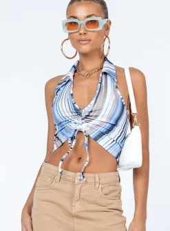 Princess Polly Enmore Top Blue Flash Sale