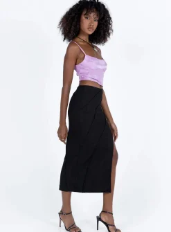 Princess Polly Erika Midi Skirt Black New