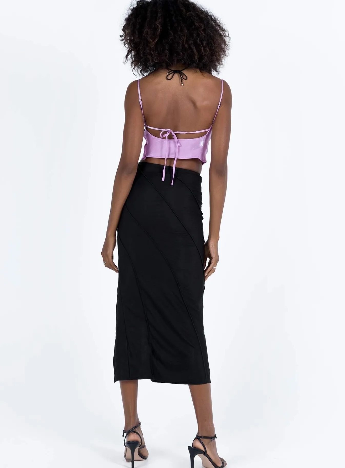 Princess Polly Erika Midi Skirt Black New