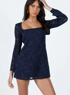 Princess Polly Eryn Long Sleeve Mini Dress Navy Discount