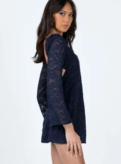 Princess Polly Eryn Long Sleeve Mini Dress Navy Discount