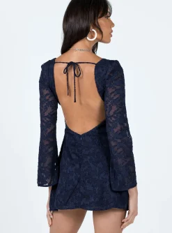 Princess Polly Eryn Long Sleeve Mini Dress Navy Discount