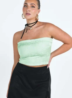 Princess Polly Essen Strapless Top Green Hot
