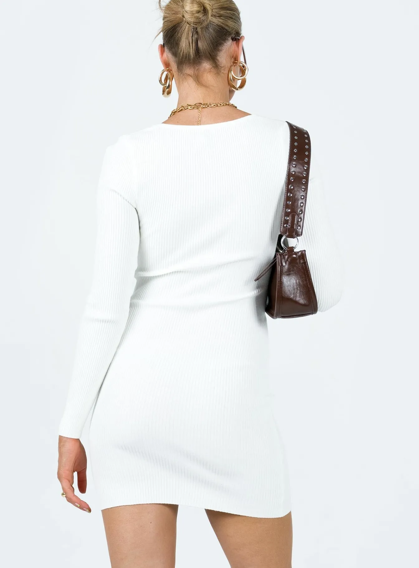 Princess Polly Ester Long Sleeve Mini Dress White Sale