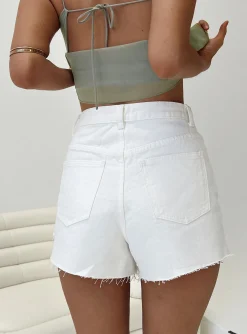 Princess Polly Estrella Denim Shorts  White Best Sale