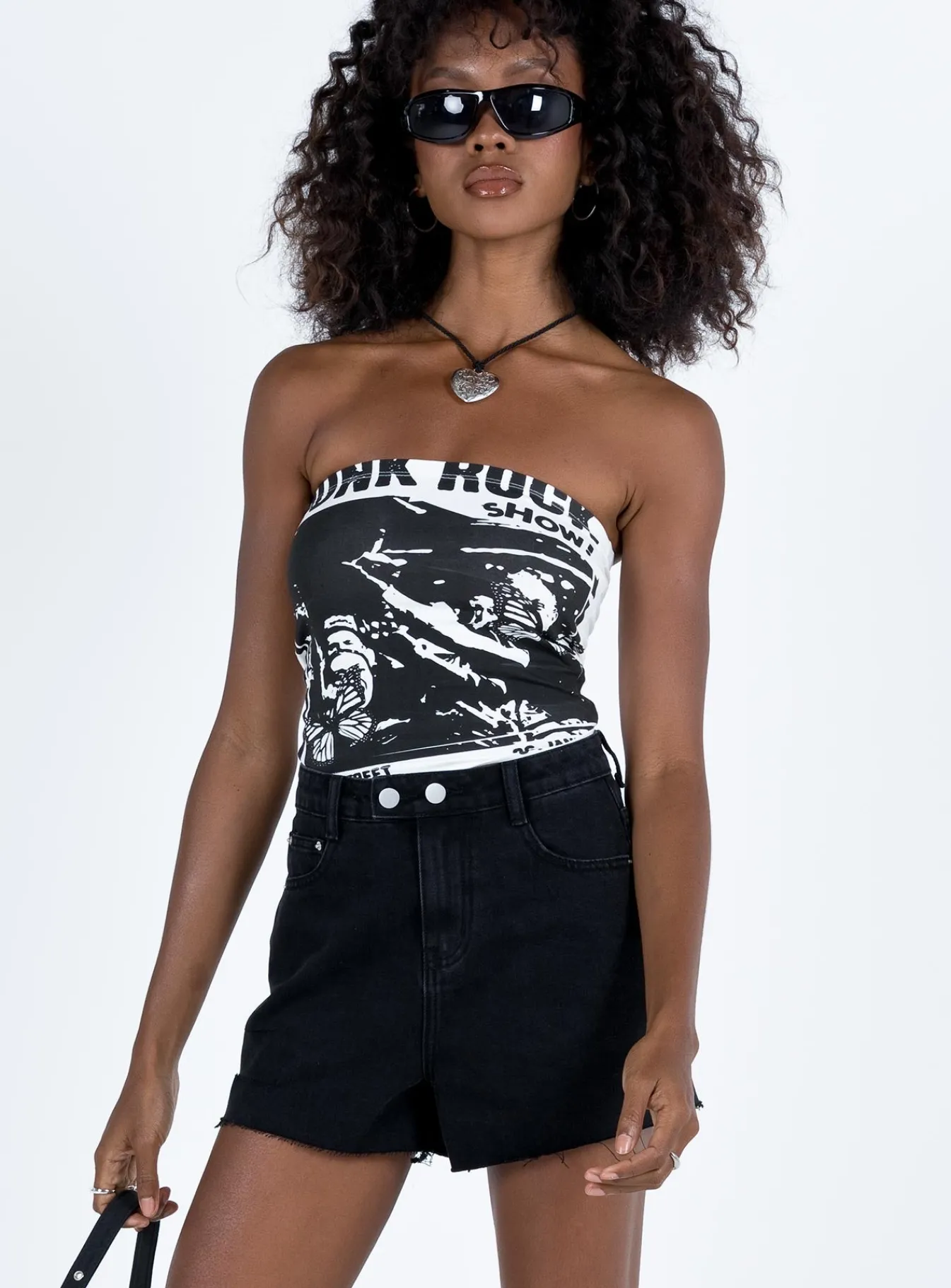 Princess Polly Estrella Denim Shorts Black Sale