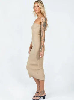 Princess Polly Ethan Strapless Midi Dress Beige Shop
