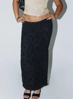Princess Polly Eurodium Maxi Skirt  Black Hot