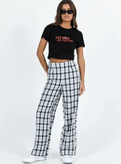 Princess Polly Euros Pants  Black/White Discount
