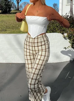 Princess Polly Euros Pants  Yellow Check Online