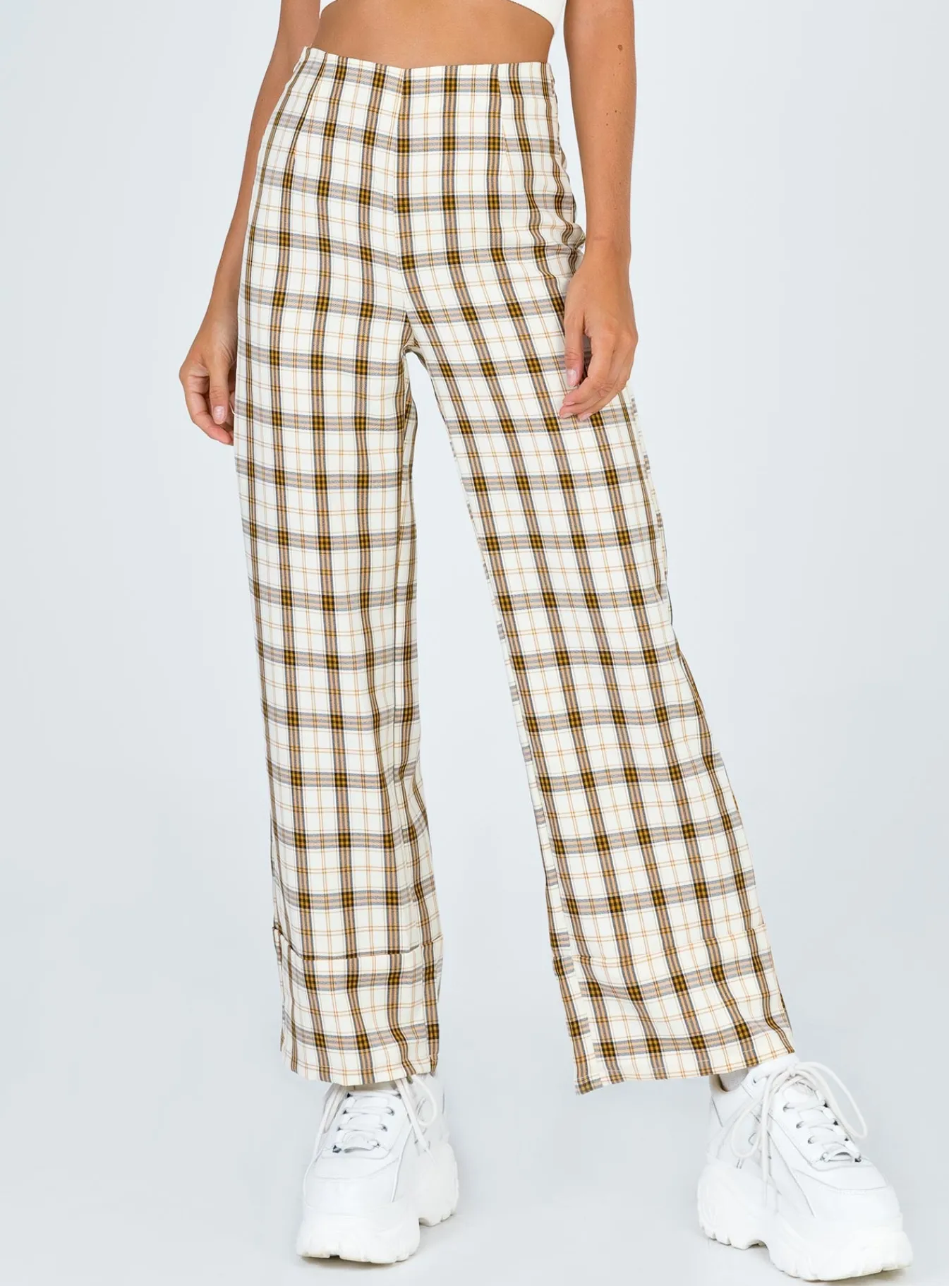 Princess Polly Euros Pants Yellow Check Online