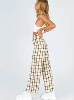 Princess Polly Euros Pants Yellow Check Online