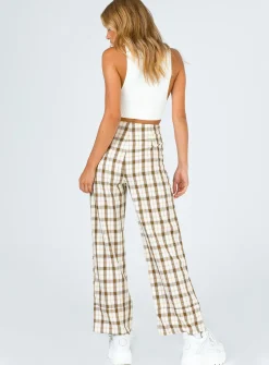 Princess Polly Euros Pants Yellow Check Online