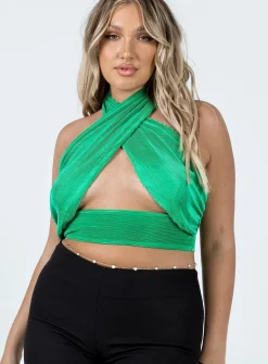 Princess Polly Evalyn Top  Green Hot