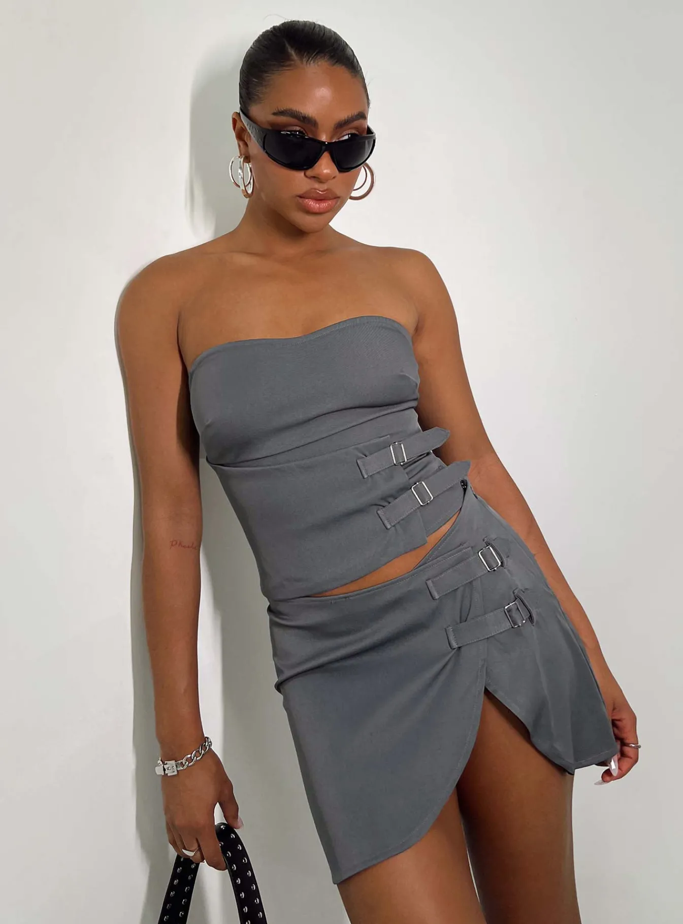 Princess Polly Ewan Mini Skirt Grey Shop