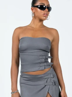 Princess Polly Ewan Top Grey Discount