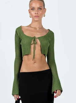 Princess Polly Eydie Long Sleeve Top  Khaki Discount