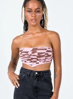 Princess Polly Fabian Strapless Top Pink  Multi Cheap