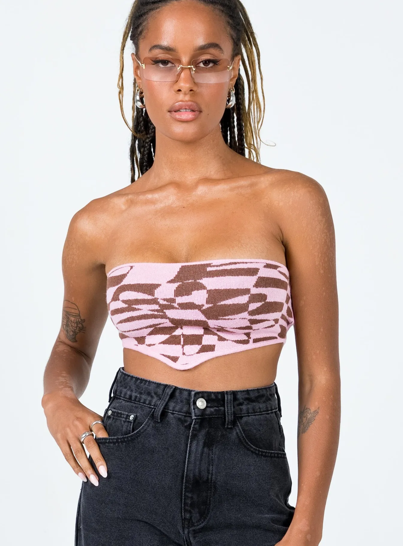 Princess Polly Fabian Strapless Top Pink Multi Cheap