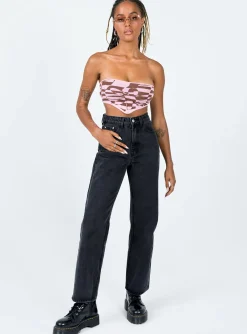 Princess Polly Fabian Strapless Top Pink Multi Cheap