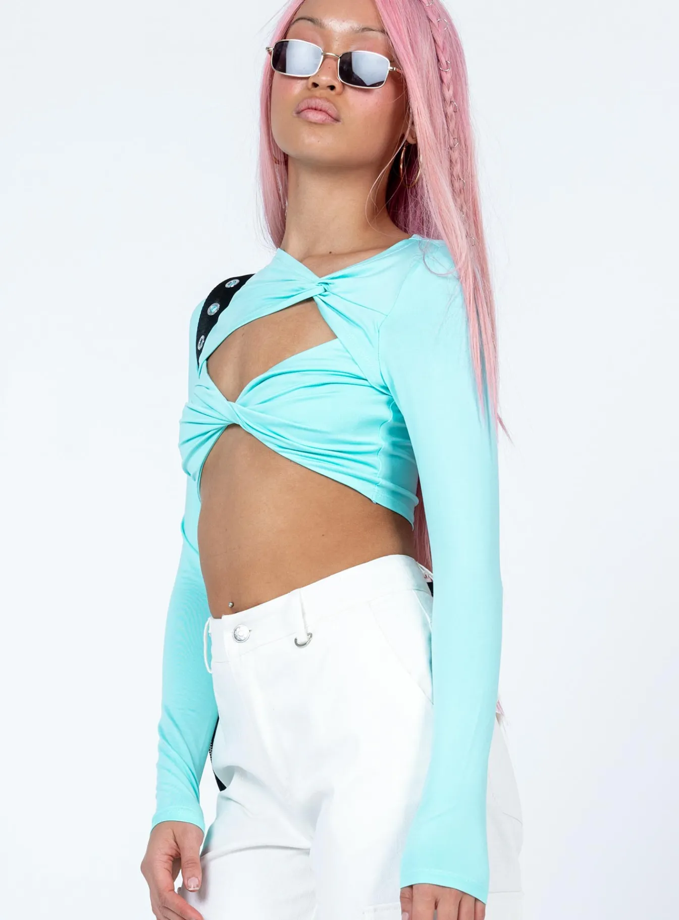 Princess Polly Fabio Long Sleeve Top Blue Cheap