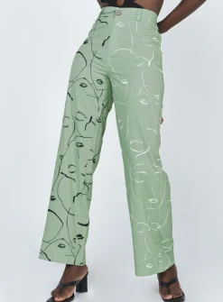 Princess Polly Face It Pants Green Cheap