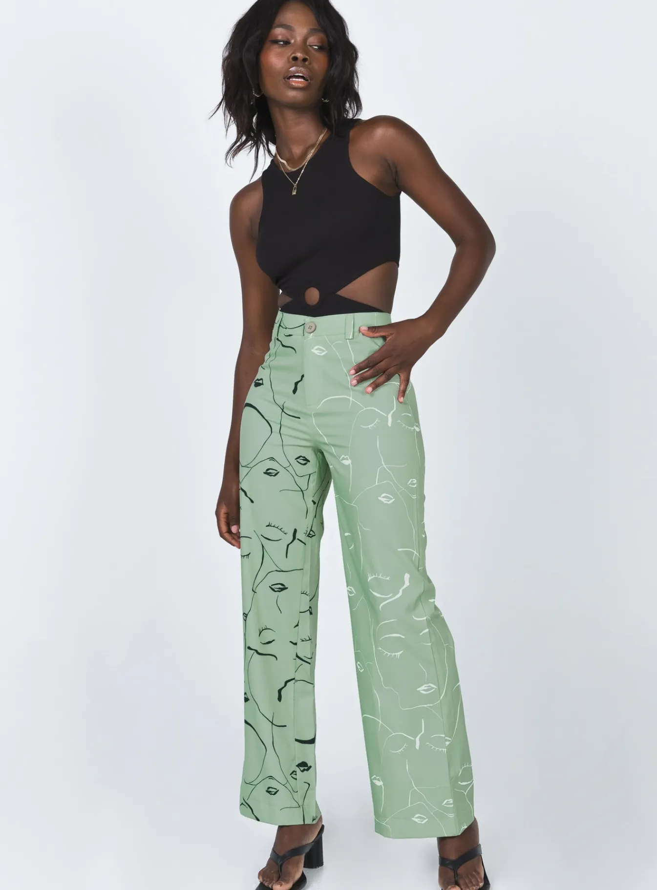 Princess Polly Face It Pants Green Cheap