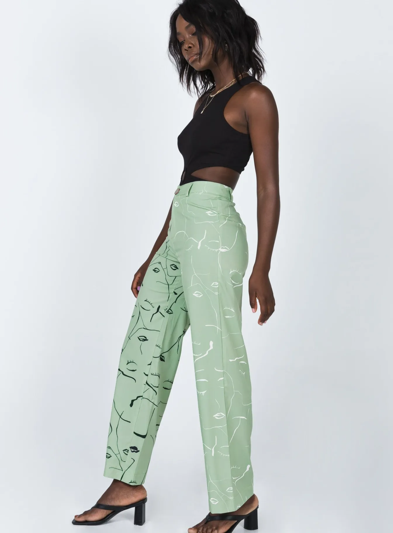 Princess Polly Face It Pants Green Cheap