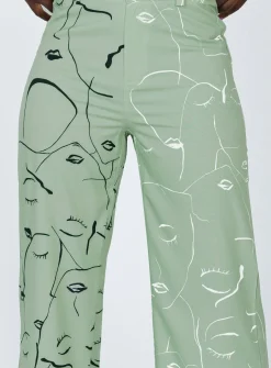 Princess Polly Face It Pants Green Cheap