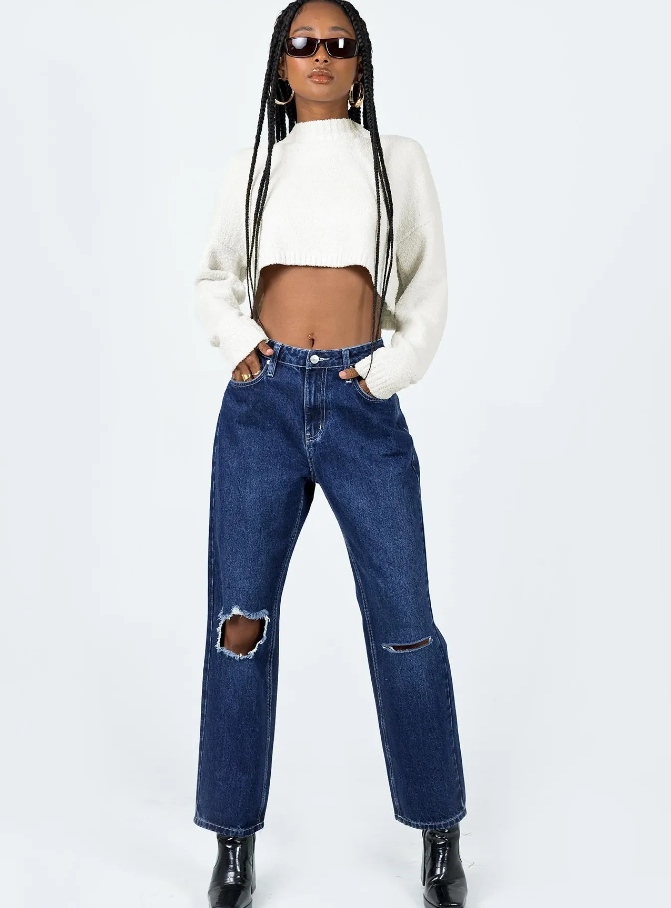 Princess Polly Fairmount Straight Leg Jean Dark Wash Denim Discount