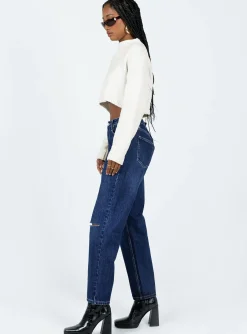 Princess Polly Fairmount Straight Leg Jean Dark Wash Denim Discount