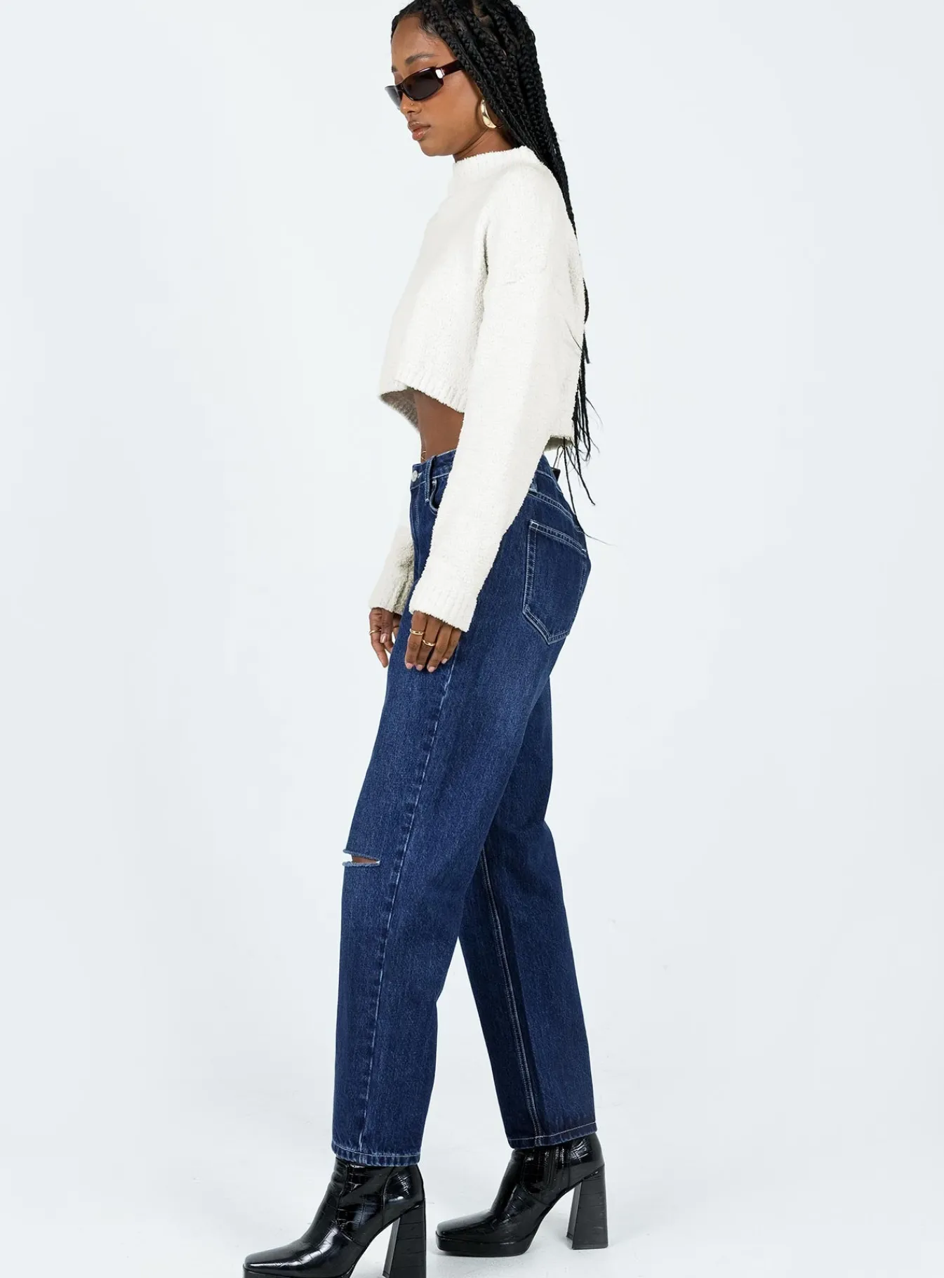 Princess Polly Fairmount Straight Leg Jean Dark Wash Denim Discount