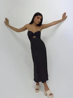 Princess Polly Falling For You Midi Dress  Black Discount