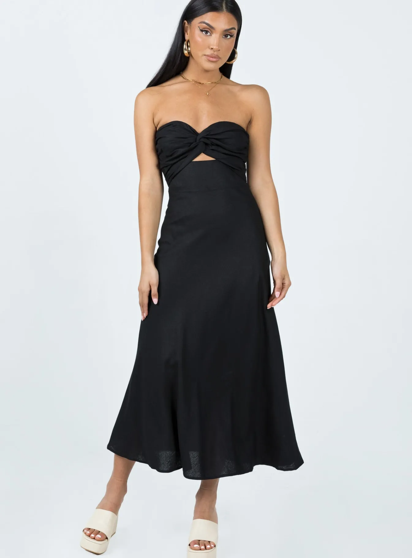 Princess Polly Falling For You Midi Dress Black Discount