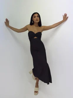 Princess Polly Falling For You Midi Dress Black Discount