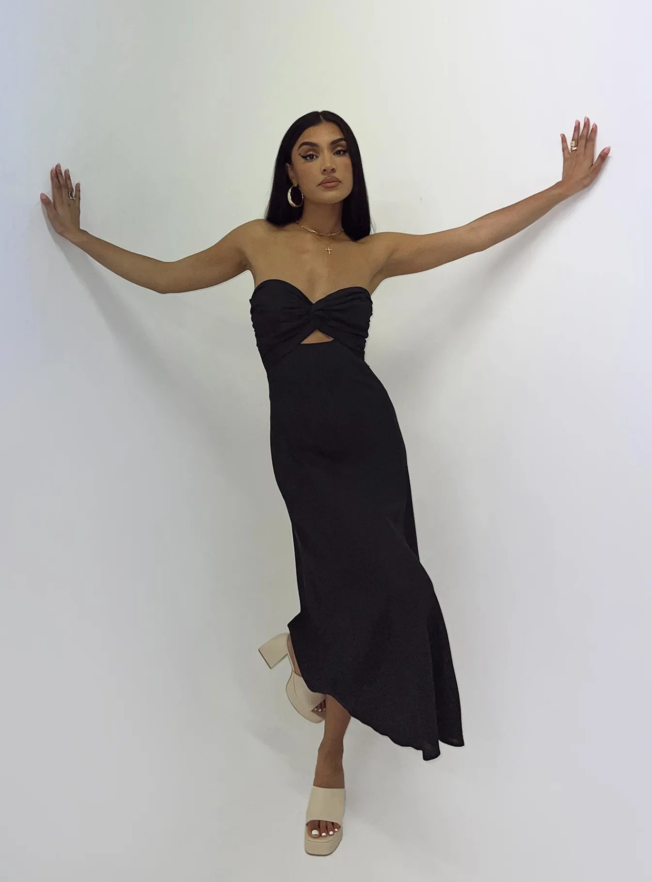 Princess Polly Falling For You Midi Dress Black Discount