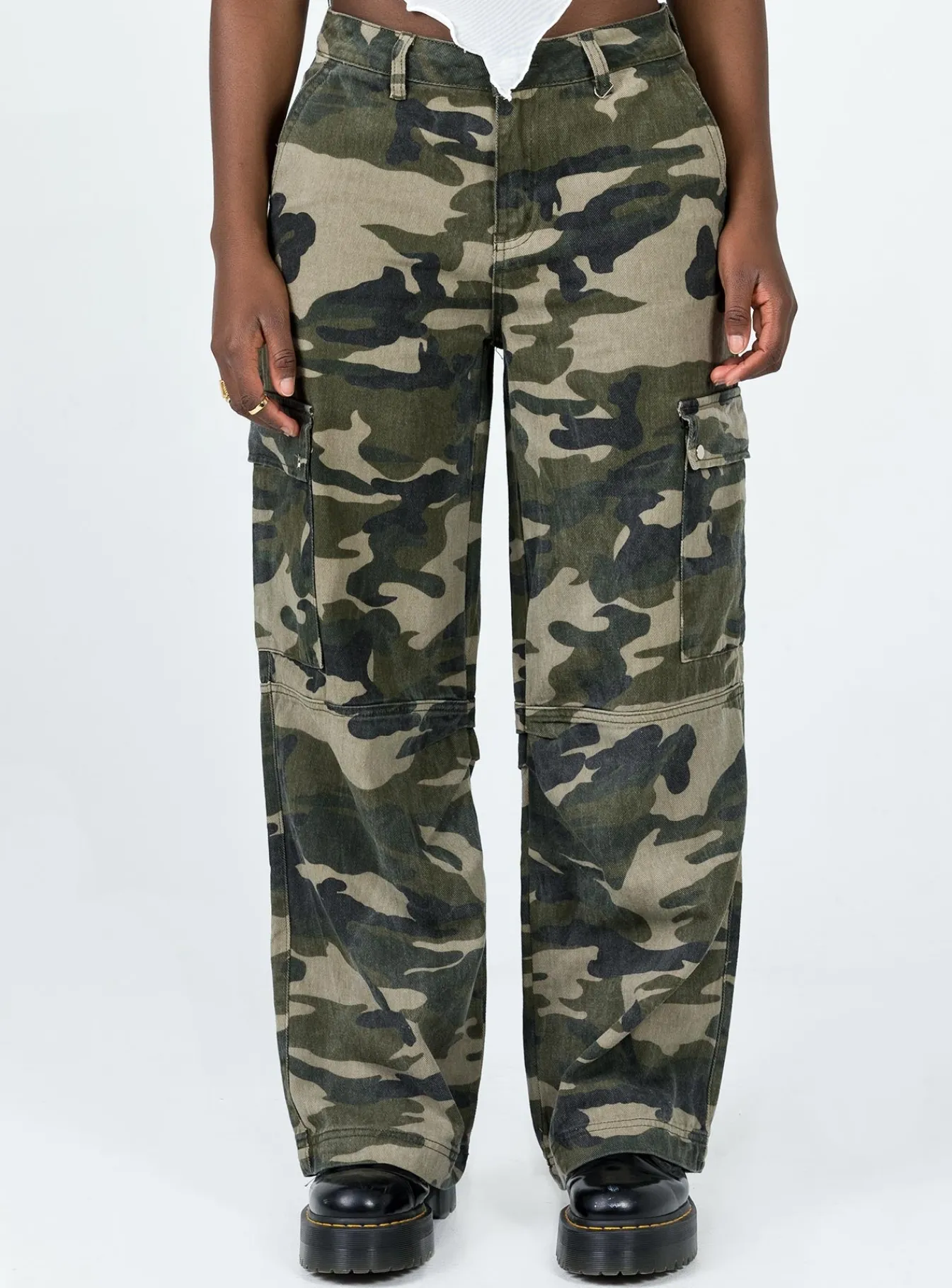 Princess Polly Fallout Mid Rise Cargo Pants Camouflage Khaki Fashion