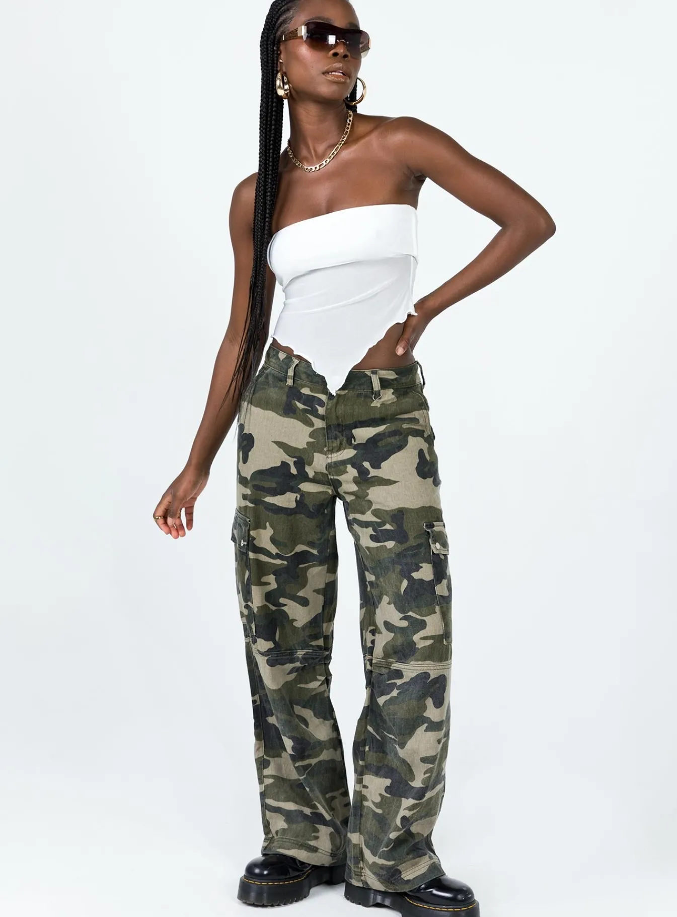 Princess Polly Fallout Mid Rise Cargo Pants Camouflage Khaki Fashion