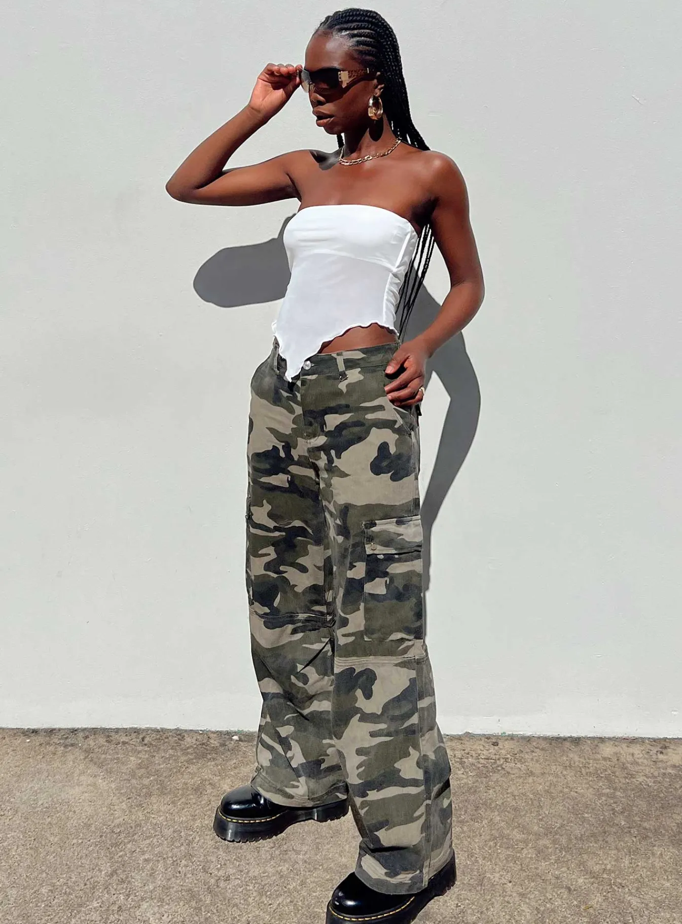 Princess Polly Fallout Mid Rise Cargo Pants Camouflage Khaki Fashion