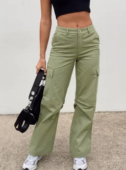 Princess Polly Fallout Mid Rise Cargo Pants Green Online