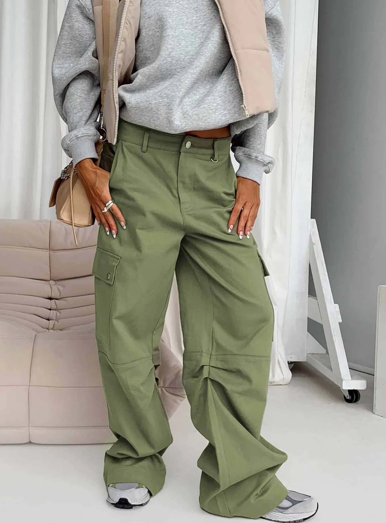 Princess Polly Fallout Mid Rise Cargo Pants Green Online