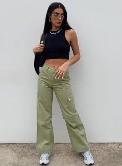 Princess Polly Fallout Mid Rise Cargo Pants Green Online