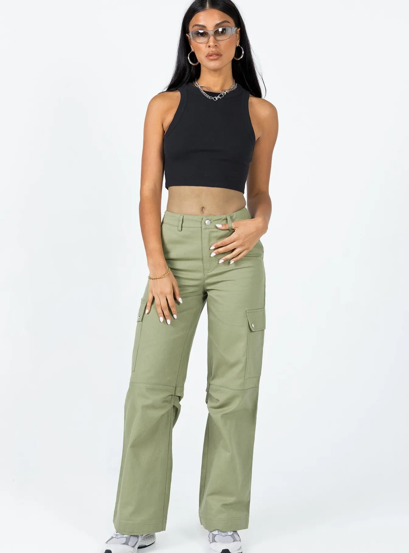 Princess Polly Fallout Mid Rise Cargo Pants Green Online