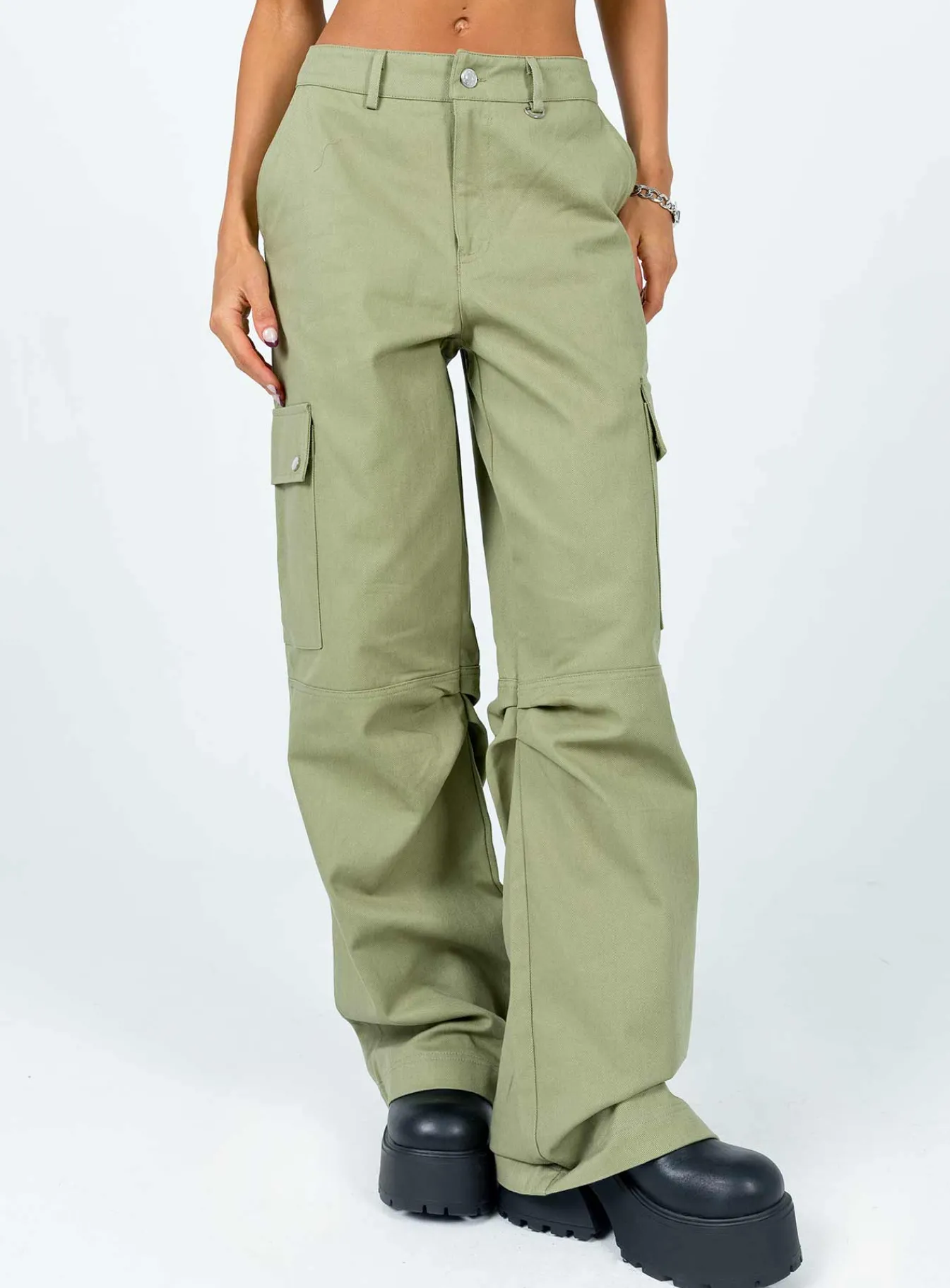 Princess Polly Fallout Mid Rise Cargo Pants Green Online