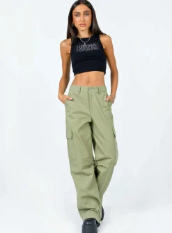 Princess Polly Fallout Mid Rise Cargo Pants Green Online