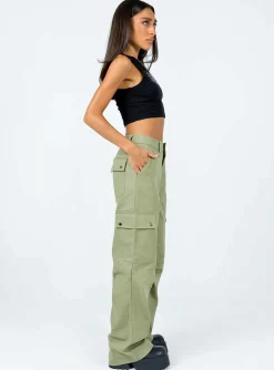 Princess Polly Fallout Mid Rise Cargo Pants Green Online