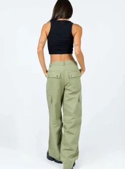 Princess Polly Fallout Mid Rise Cargo Pants Green Online
