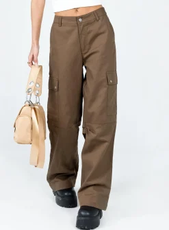 Princess Polly Fallout Mid Rise Cargo Pants  Brown Online