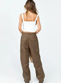Princess Polly Fallout Mid Rise Cargo Pants  Brown Online